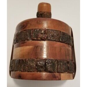 Artisian Natural Wood with Bork Mortar & Pestle Handcrafted India New